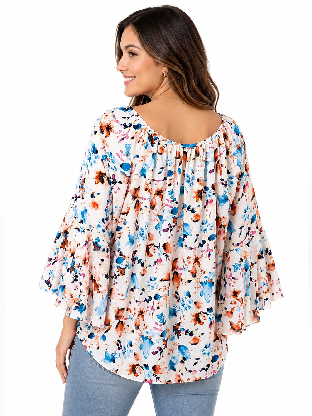 Floral Off Shoulder Bell Sleeve Top - Picture 2 of 4